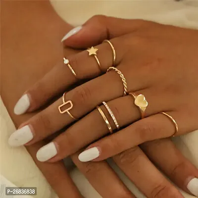 Yu Fashions Rectangular  Korean Ring Set of 8-thumb0