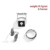 Yu Fashions Black Wing High Fashion Silver Korean Ring Set of 3-thumb3