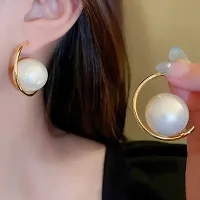 Yu Fashions Creative C Shaped Pearl Trending Korean Earrings for women-thumb3