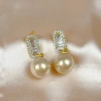 Yu Fashions Diamond luxury  big pearl Korean Earrings for Women-thumb1