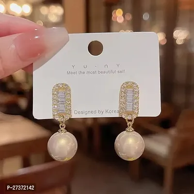Yu Fashions Diamond luxury  big pearl Korean Earrings for Women-thumb4