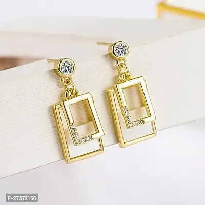 Yu Fashions Temperament Luxury Geometric Square Cropped Korean Earrings for Women