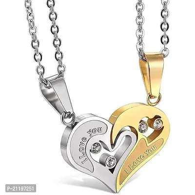 Morbih Couple Love Heart Gold Silver Chain-thumb0