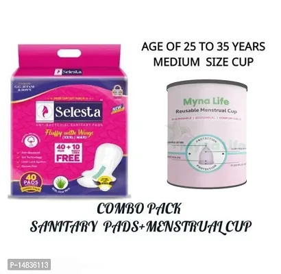 Selesta jumbo sanitary pads(XXXL) 50 PAD FREE MENSTRUAL CUP