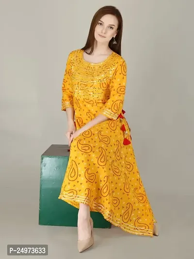 D9O7 Mirror Work Kurtis (X-Large, Yellow)-thumb3