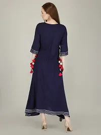 D9O7 Long Gown Kurti for Women Mirror Work (X-Large, Navy Blue)-thumb4