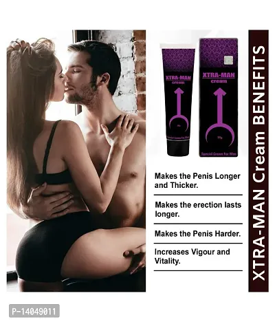 XTRA MAN CREAM AYURVEDIC NATURAL HERBAL GROWTH PRIVATE PART 50 ML CREAM WITH REUSABLE/9.69 INCH REUSABLE WASHABLE BRAVE RABBIT SKIN BLACK COLOUR 1S CONDOM-thumb2