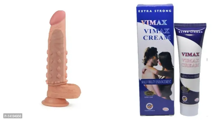 7.34 Inch Effective Silicone Reusable/Washable Penis Extension Sleeve Condom + Vimax Cream MASSAGING AND ENHANCING STRONG 100% Safe Cream For Men 50g