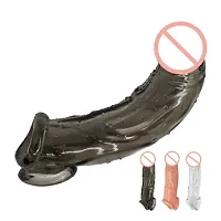 MULTI EXTENSION 7.39 INCH LONG SLEEVE UNIQUE - DOUBLE HOLE BLACK SILICONE CCONDOM + Largo Original African Cream for Men King Size Penis Enlargement 40 ml - Made In Germany-thumb2