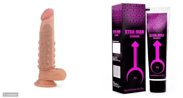 7.34 Inch Effective Silicone Reusable/Washable Penis Extension Sleeve Condom + Xtra Man XXL CREME Bigger Strong Man Enlarger Max Size Cream Gold Largo Extra 50 ml-thumb0