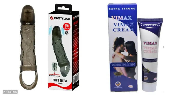 Vimax Cream MASSAGING AND ENHANCING STRONG 100% Safe Cream For 50g + 6.93 Inch Baile Black Multi African Dick Sleeve - Extension Extender Condom Unique Penis