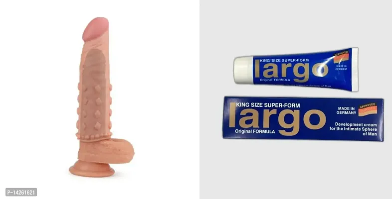 7.34 Inch Effective Silicone Reusable/Washable Penis Extension Sleeve Condom + Largo Original African Cream for Men King Size Penis Enlargement 40 ml - Made In Germany