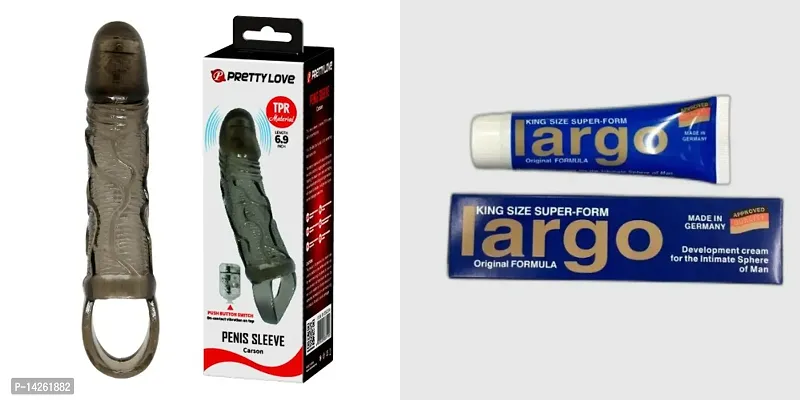 6.93 Inch Baile Black Multi African Dick Sleeve - Extension Extender Condom Unique Penis - Transparent + Largo Original African Cream for Men King Size Penis Enlargement 40 ml - Made In Germany