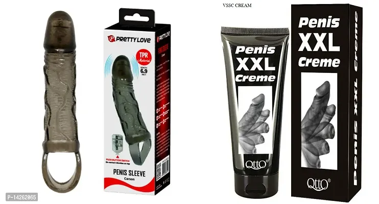 6.93 Inch Baile Black Multi African Dick Sleeve - Extension Extender Condom Unique Penis  + PENIS XXL CREME Bigger Strong Man Enlarger Max Size Cream Gold Largo Extra 50 ml