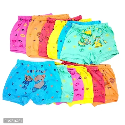 Stylish Multicoloured Cotton Blend Printed Bloomer For Girls Pack Of 12-thumb0