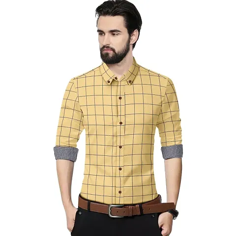 P V Creations Mens Full Sleeves Casual Color Shirts