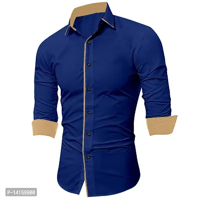 Reliable Navy Blue Cotton  Long Sleeves Casual Shirts For Men-thumb0