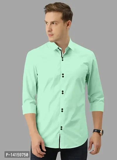 Reliable Lime Green Cotton  Long Sleeves Casual Shirts For Men-thumb0