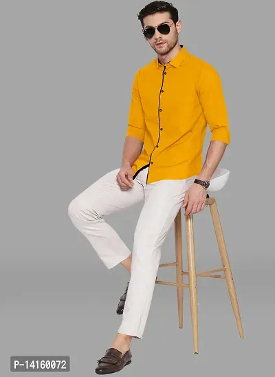 Reliable Yellow Cotton  Long Sleeves Casual Shirts For Men-thumb0