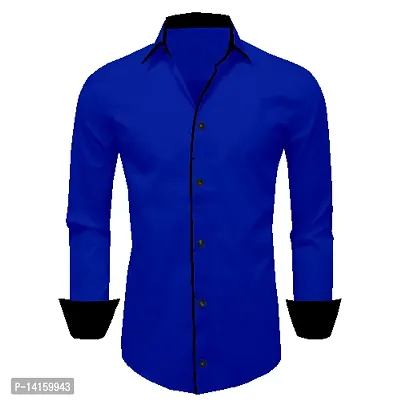 Reliable Blue Cotton  Long Sleeves Casual Shirts For Men-thumb0