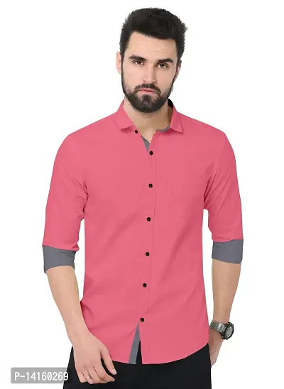 Reliable Pink Cotton  Long Sleeves Casual Shirts For Men