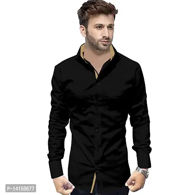 Reliable Black Cotton  Long Sleeves Casual Shirts For Men-thumb0