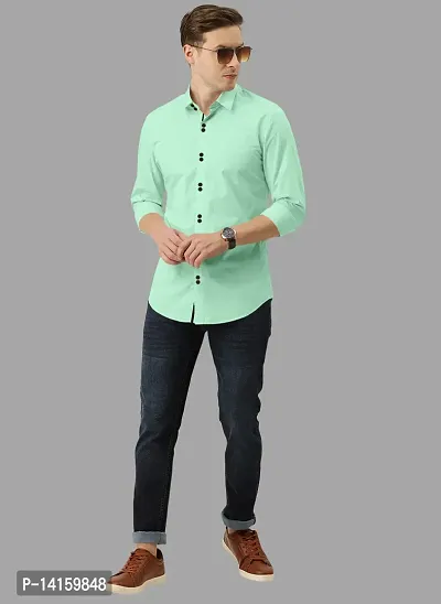 Reliable Lime Green Cotton  Long Sleeves Casual Shirts For Men-thumb0