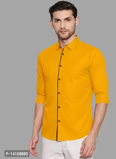 Reliable Yellow Cotton  Long Sleeves Casual Shirts For Men-thumb0