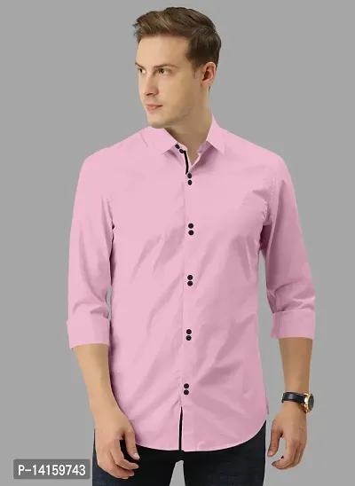 Reliable Peach Cotton  Long Sleeves Casual Shirts For Men-thumb0