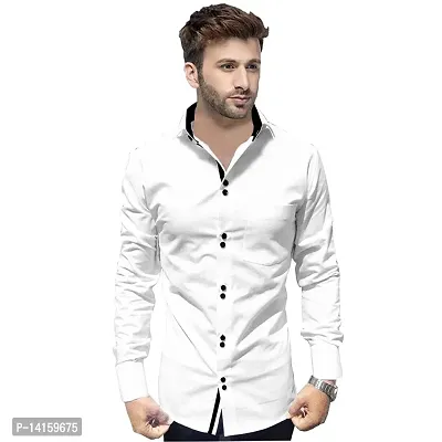 Reliable White Cotton  Long Sleeves Casual Shirts For Men-thumb0