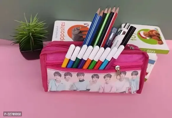 BTS pencil pouch with three chain pencil case