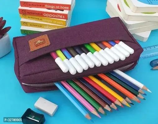 Fan Dream Large Capacity  Multi Utility Pencil Case Canvas Pouch with 3 Zipper