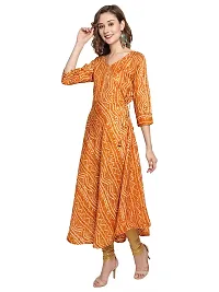 KB CREATION Womens Casual Regular Cotton Angrakha/Anarkali Bandhani Printed 3/4 Sleeves Kurti (M-XXL Sizes) (Medium, Yellow)-thumb2