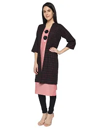 KB CREATION Cotton Straight Kurti with Shrug/Jacket for Girls and Women (L, Pink/Peach)-thumb1