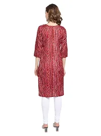 KB CREATION Womens Casual Regular Cotton Straight/A-line Bandhani Printed 3/4 Sleeves Kurti (M-XXL Sizes) (Large, Maroon)-thumb3