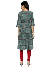 KB CREATION Stylish Cotton Anarkali Printed Kurti Combo for Girls and Women (Green and Red, XL)-thumb2