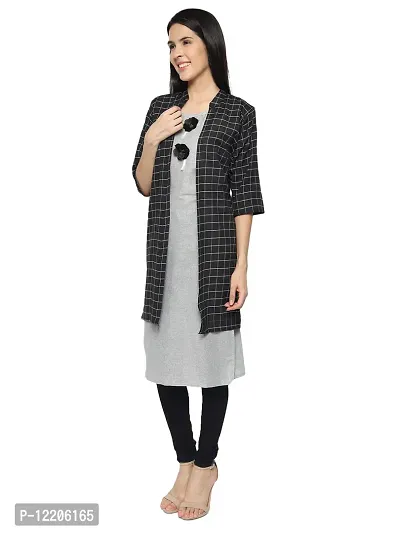 KB CREATION Cotton Regular Straight Kurti with Legging for Girls and Women(Size - L, Black)-thumb4