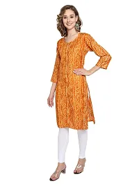 KB CREATION Womens Casual Regular Cotton Straight/A-line Bandhani Printed 3/4 Sleeves Kurti (M-XXL Sizes) (Large, Yellow)-thumb4