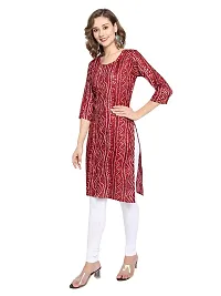 KB CREATION Womens Casual Regular Cotton Straight/A-line Bandhani Printed 3/4 Sleeves Kurti (M-XXL Sizes) (Large, Maroon)-thumb4