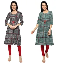 KB CREATION Stylish Cotton Anarkali Printed Kurti Combo for Girls and Women-thumb2