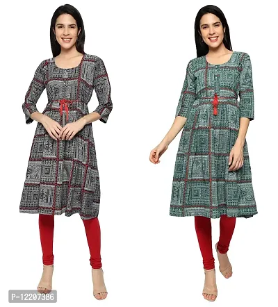 KB CREATION Stylish Cotton Anarkali Printed Kurti Combo for Girls and Women-thumb3