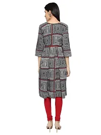 KB CREATION Stylish Cotton Anarkali Printed Kurti Combo for Girls and Women (Black and Red, M)-thumb2