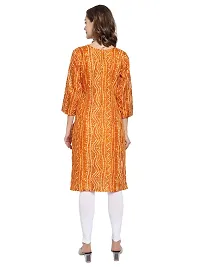 KB CREATION Womens Casual Regular Cotton Straight/A-line Bandhani Printed 3/4 Sleeves Kurti (M-XXL Sizes) (Large, Yellow)-thumb3