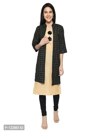 KB CREATION Cotton Straight Kurti with Shrug/Jacket for Girls and Women (XX-Large, Yellow)