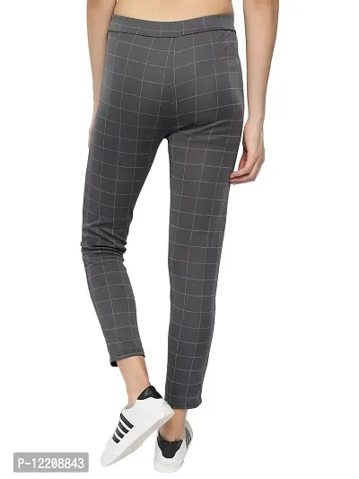 KB CREATION Slim Lycra Check Jegging | Ankle Length Jegging | Jegging Style Formals/Casual Stretchable Regular Fit Official Check Pant Combo for Women and Girls (Blue and Grey, Size-30)-thumb5