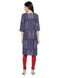 KB CREATION Stylish Straight Cotton Printed Round Kurti Combo for Girls and Women (Blue and Red, XL)-thumb2