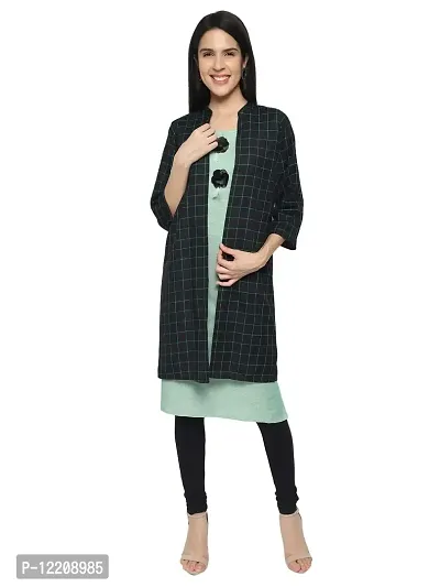 KB CREATION Cotton Straight Kurti with Shrug/Jacket for Girls and Women (XX-Large, Green)