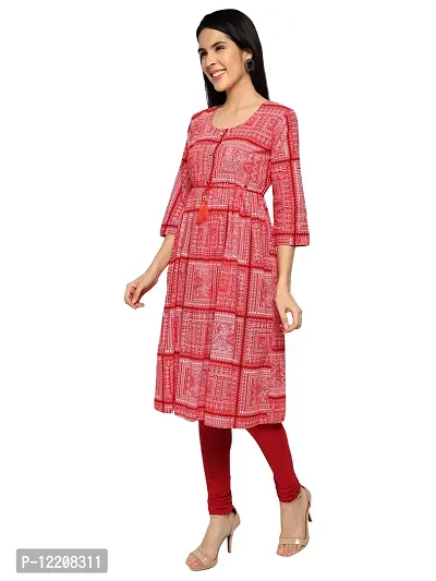 KB CREATION Cotton Regular Anarkali Dress for Girls and Women (XX-Large, Red)-thumb0