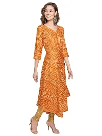 KB CREATION Womens Casual Regular Cotton Angrakha/Anarkali Bandhani Printed 3/4 Sleeves Kurti (M-XXL Sizes) (Medium, Yellow)-thumb3