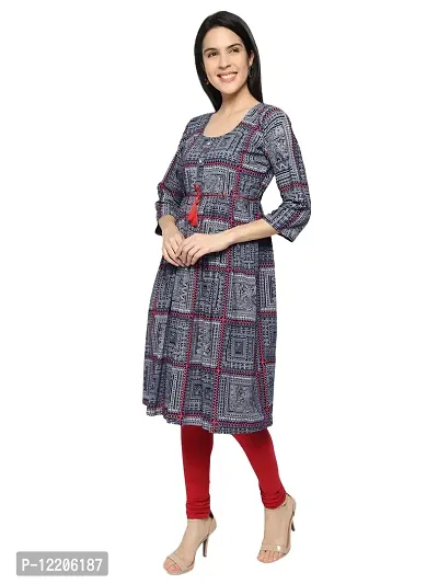 KB CREATION Cotton Regular Anarkali Dress with Legging for Girls and Women(Size-XL, Blue)-thumb4